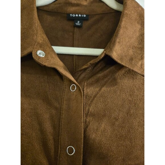 Torrid Mini Faux Suede Shirtdress Plus Size 2X - Picture 2 of 5